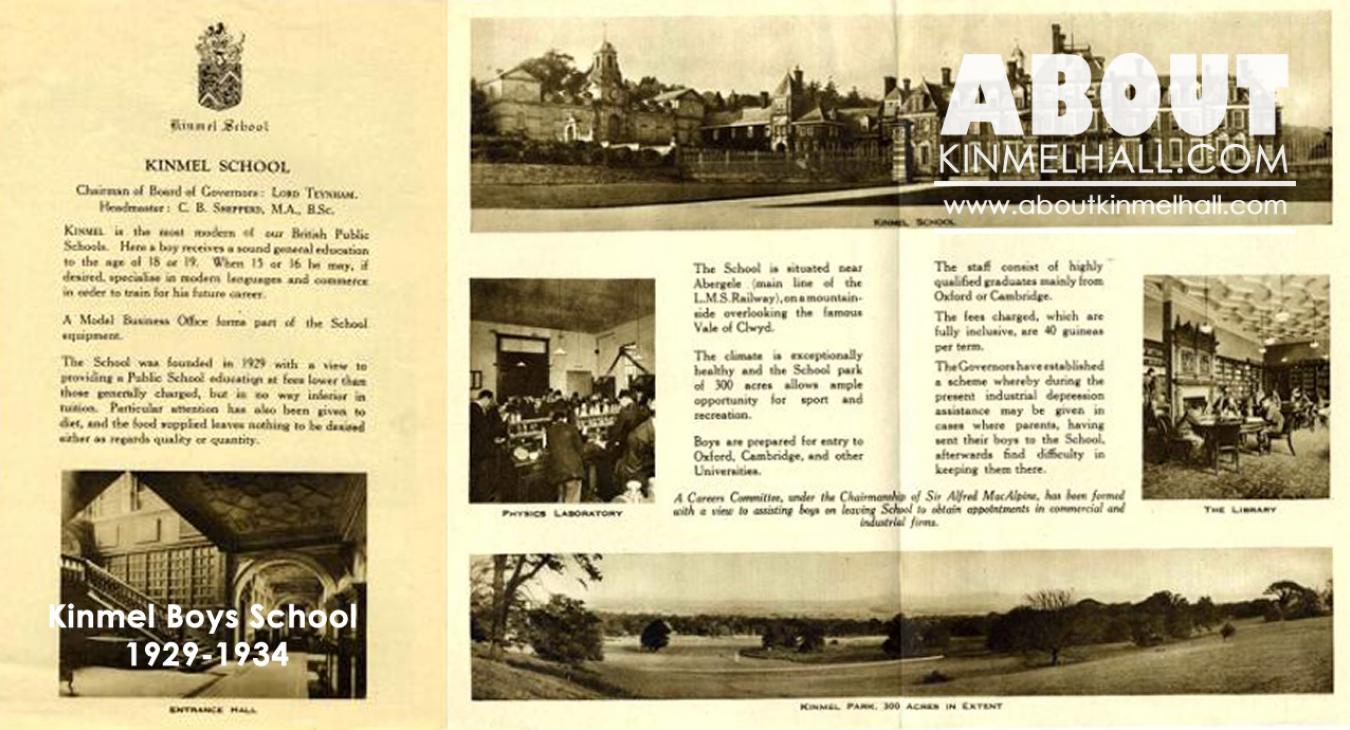 Kinmel School for Boys 1929-1934 Prospectus 1929-1934